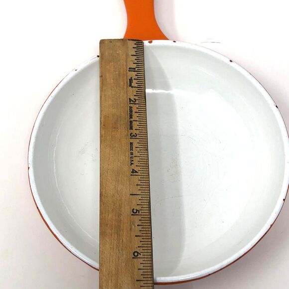 Vintage Casron Flame Orange Enamel Cast Iron Skillet  #2 Pan 6.5" Japan Cookware - Picture 10 of 12